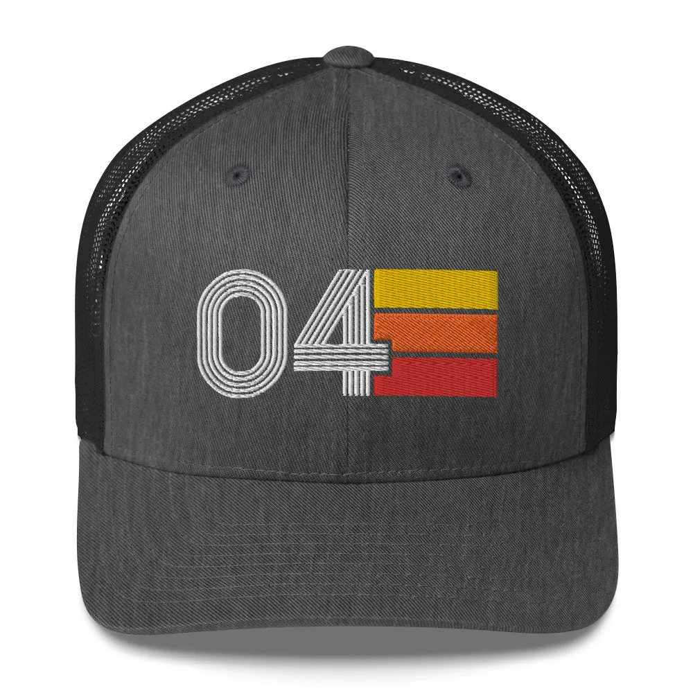 04 Number 2004 Birthday Retro Trucker Hat