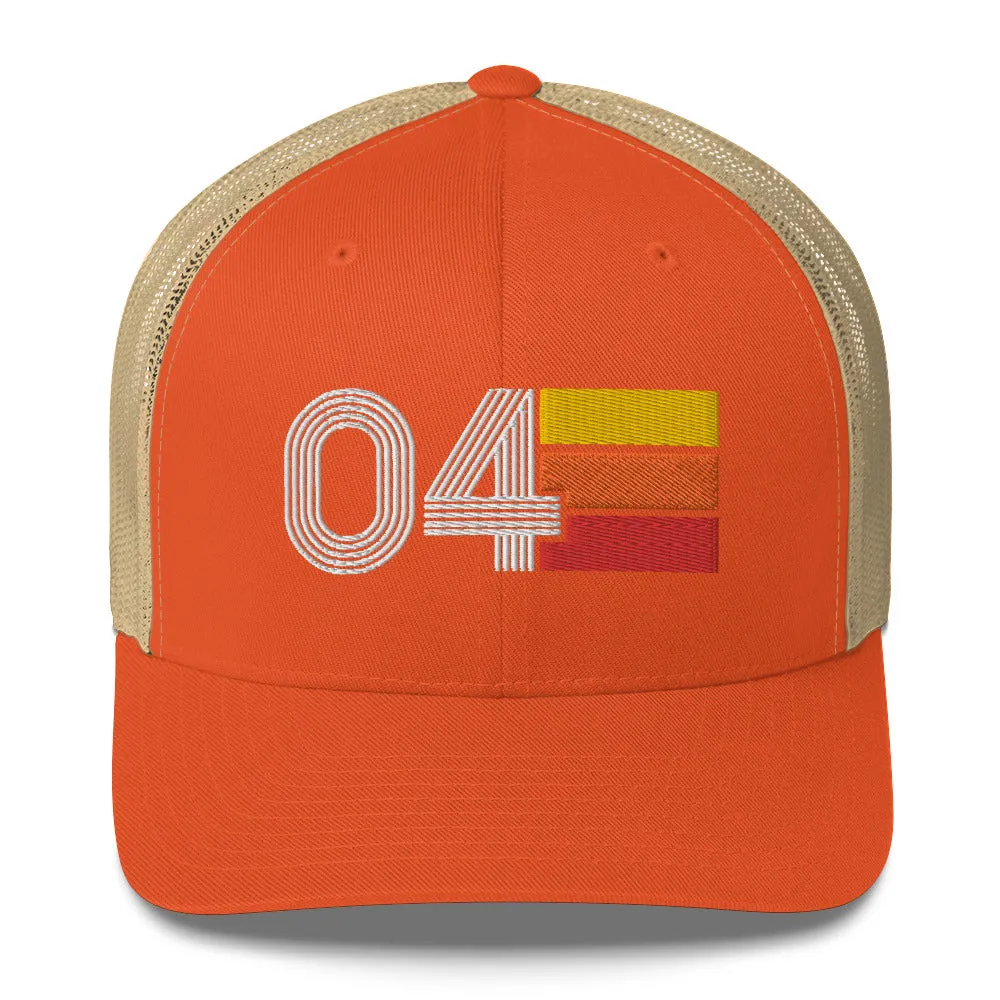 04 Number 2004 Birthday Retro Trucker Hat