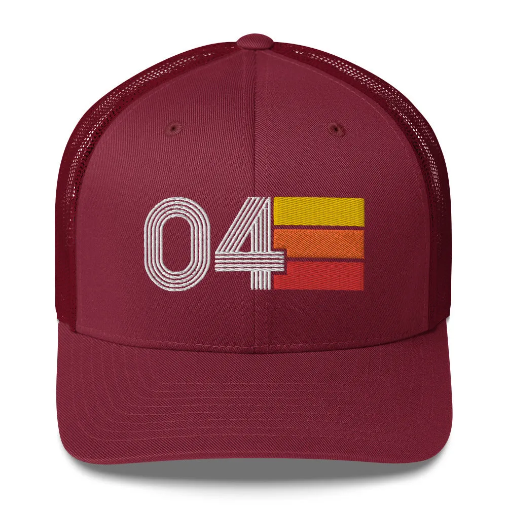 04 Number 2004 Birthday Retro Trucker Hat