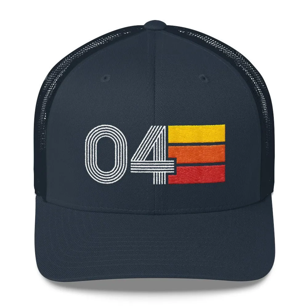 04 Number 2004 Birthday Retro Trucker Hat