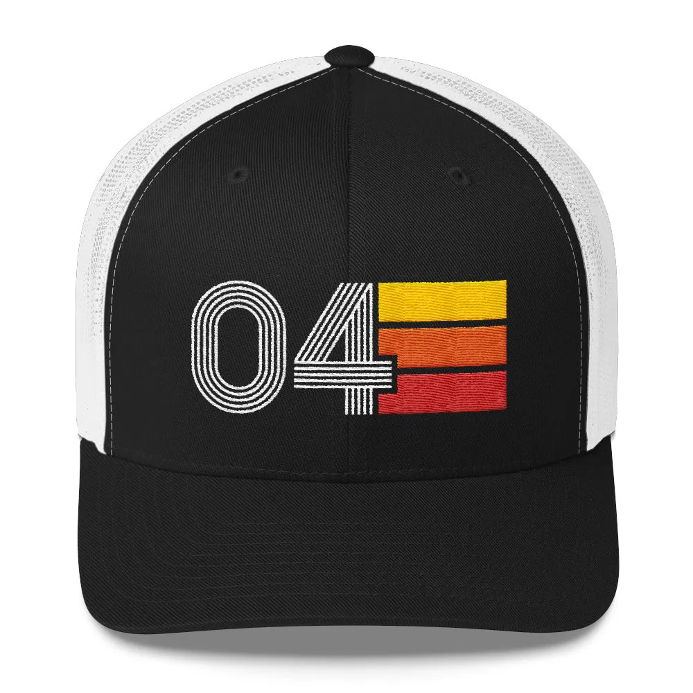 04 Number 2004 Birthday Retro Trucker Hat