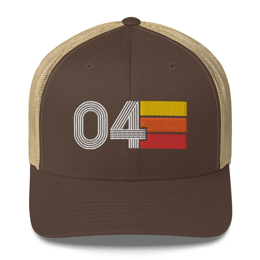 04 Number 2004 Birthday Retro Trucker Hat