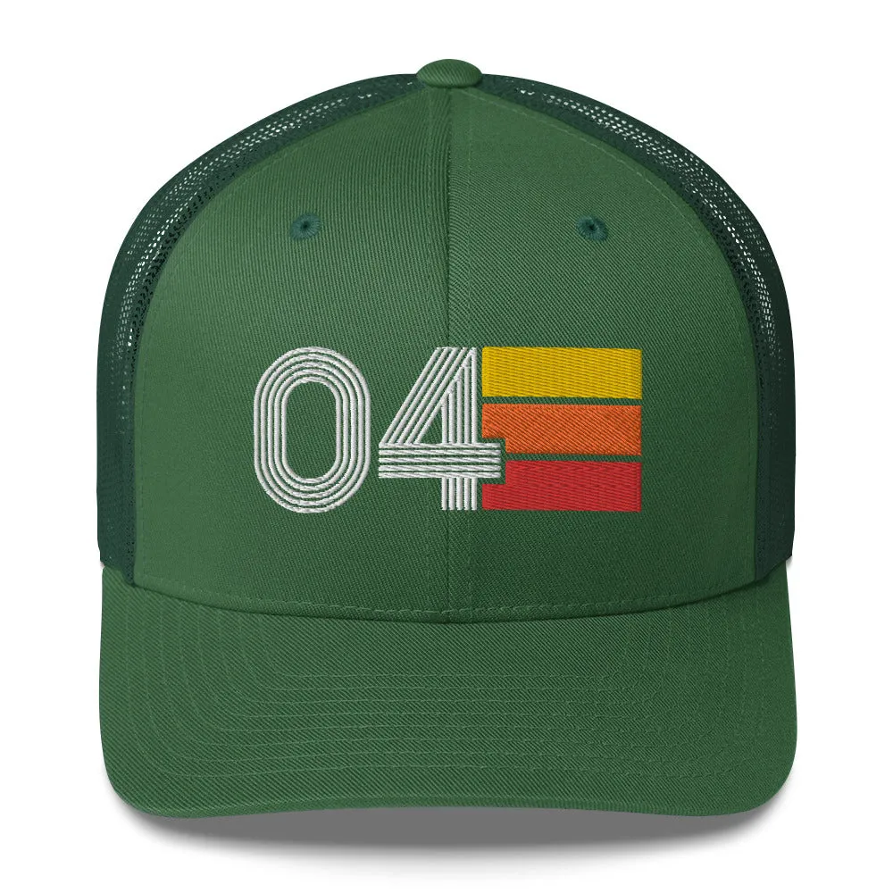 04 Number 2004 Birthday Retro Trucker Hat