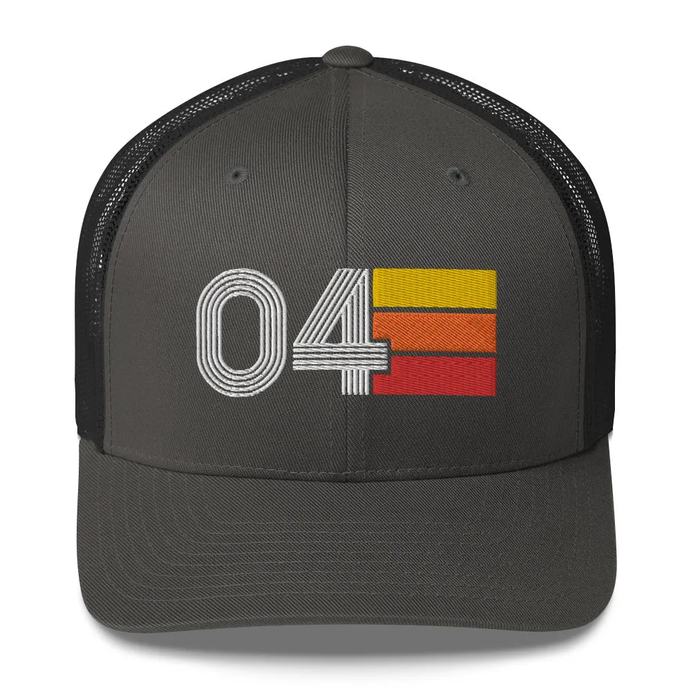 04 Number 2004 Birthday Retro Trucker Hat