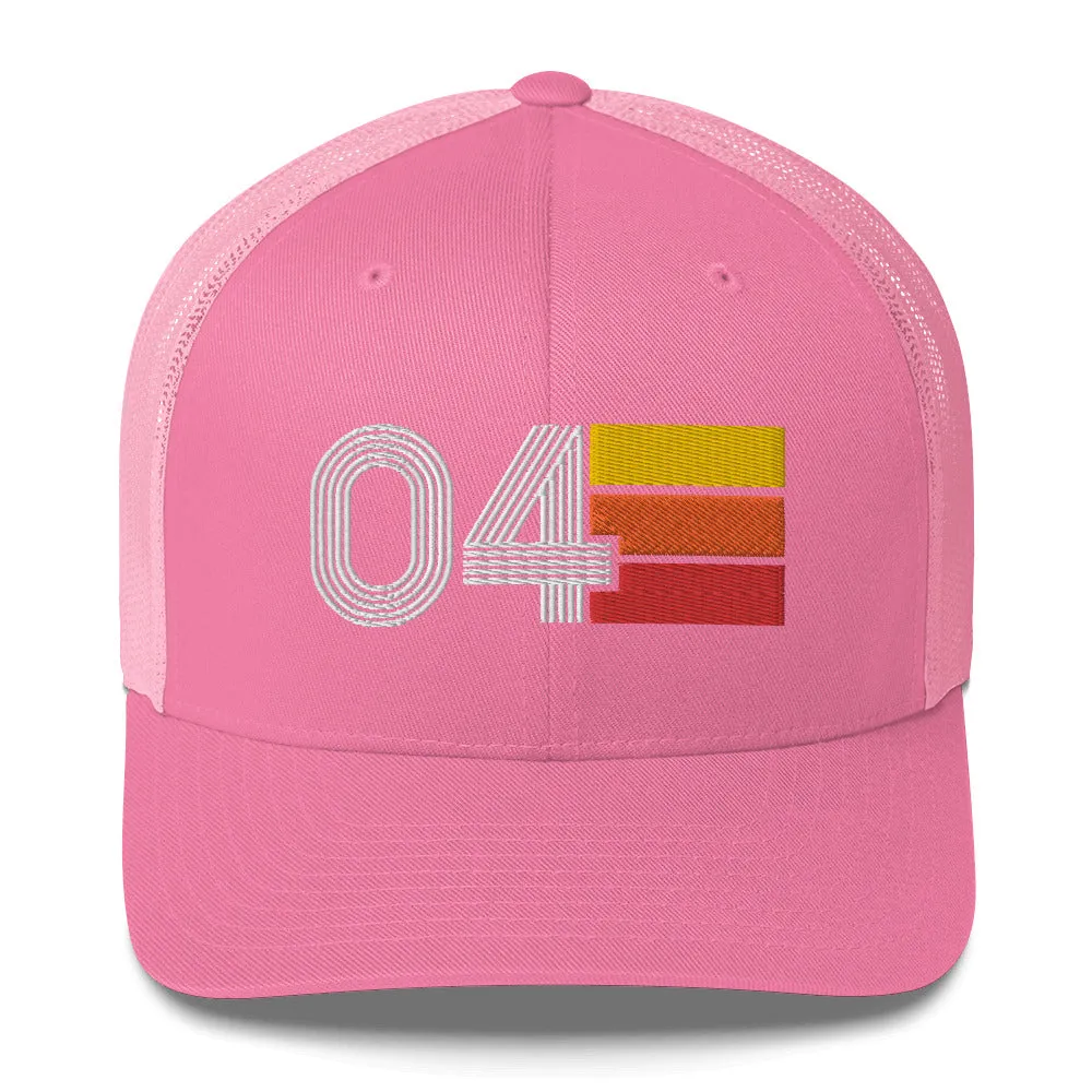 04 Number 2004 Birthday Retro Trucker Hat