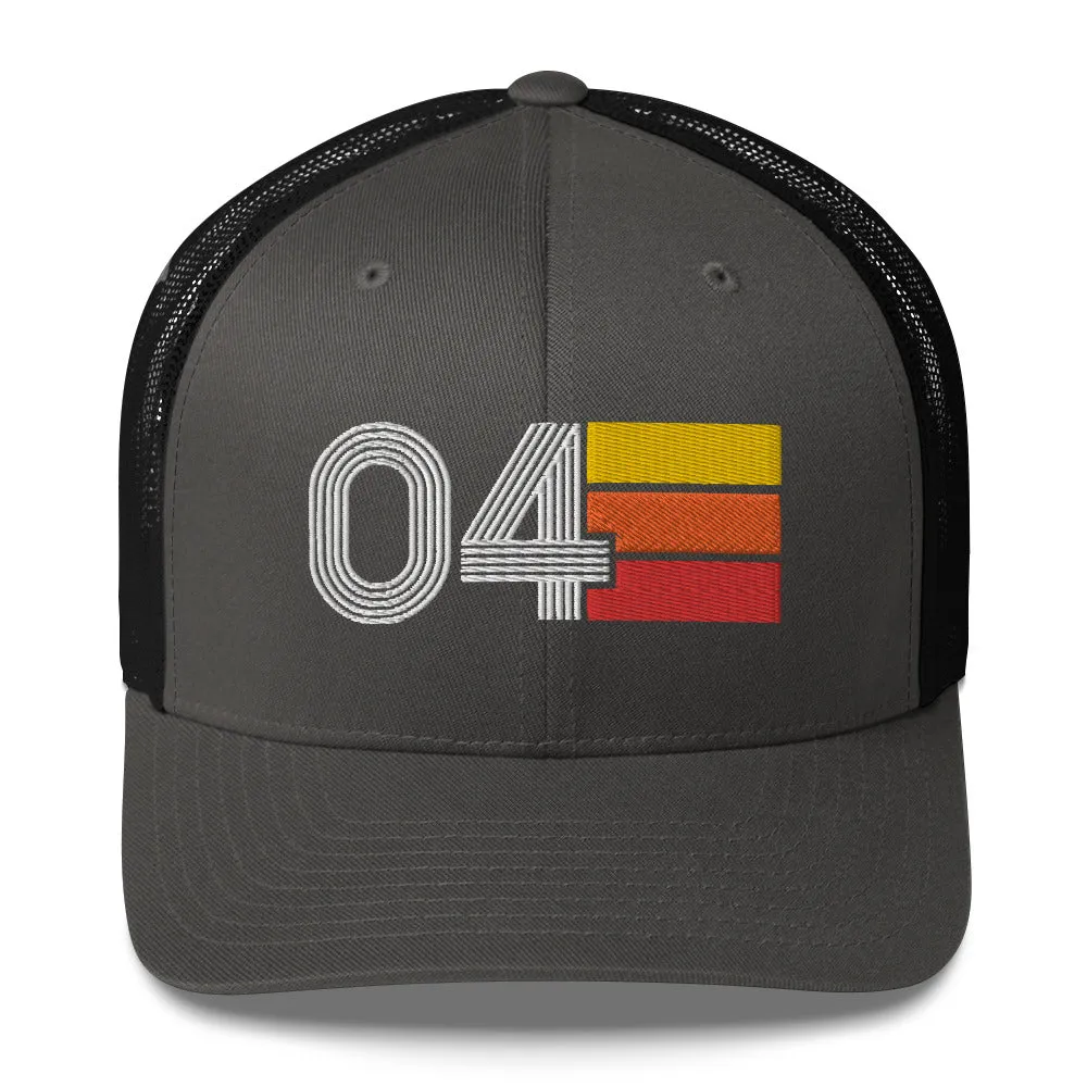 04 Number 2004 Birthday Retro Trucker Hat