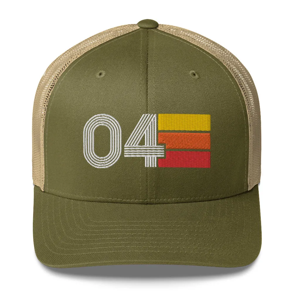 04 Number 2004 Birthday Retro Trucker Hat
