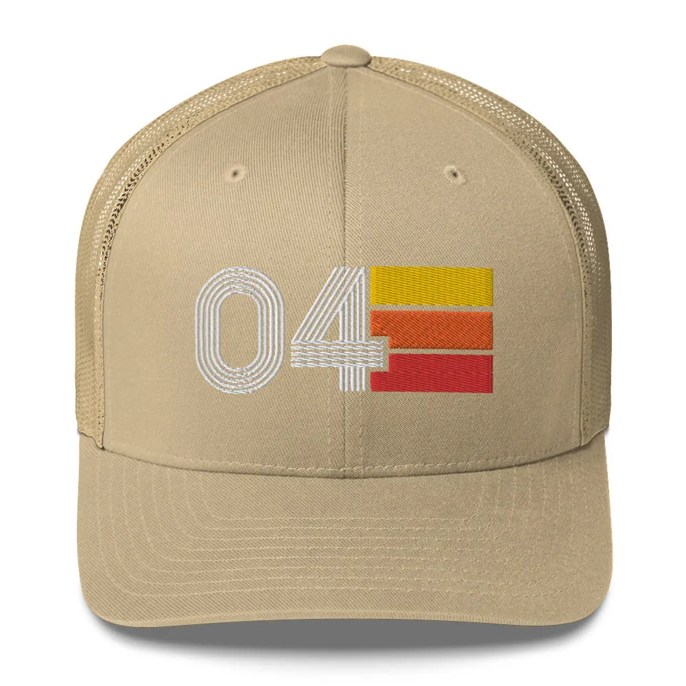 04 Number 2004 Birthday Retro Trucker Hat