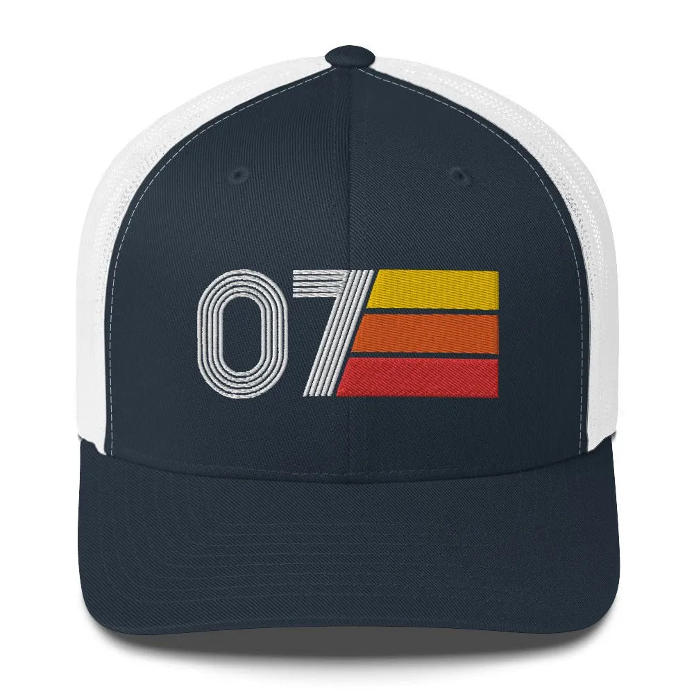 07 Number 2007 Birthday Retro Trucker Hat