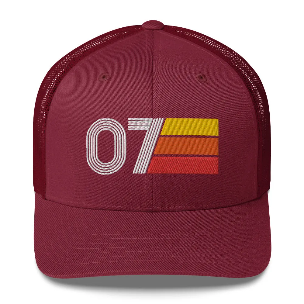07 Number 2007 Birthday Retro Trucker Hat