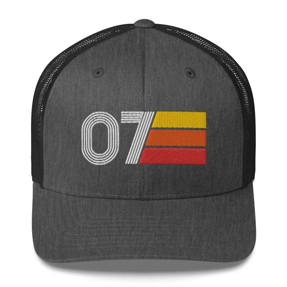 07 Number 2007 Birthday Retro Trucker Hat