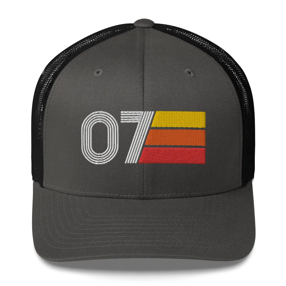 07 Number 2007 Birthday Retro Trucker Hat