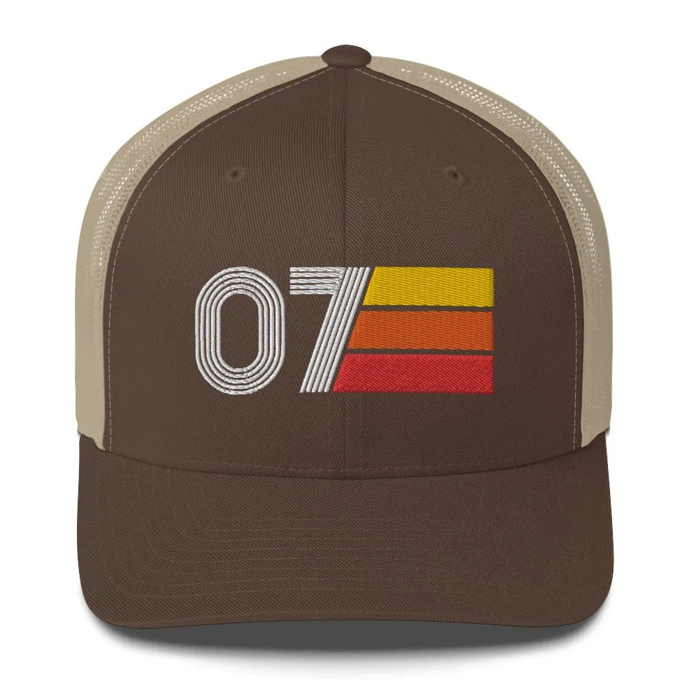 07 Number 2007 Birthday Retro Trucker Hat