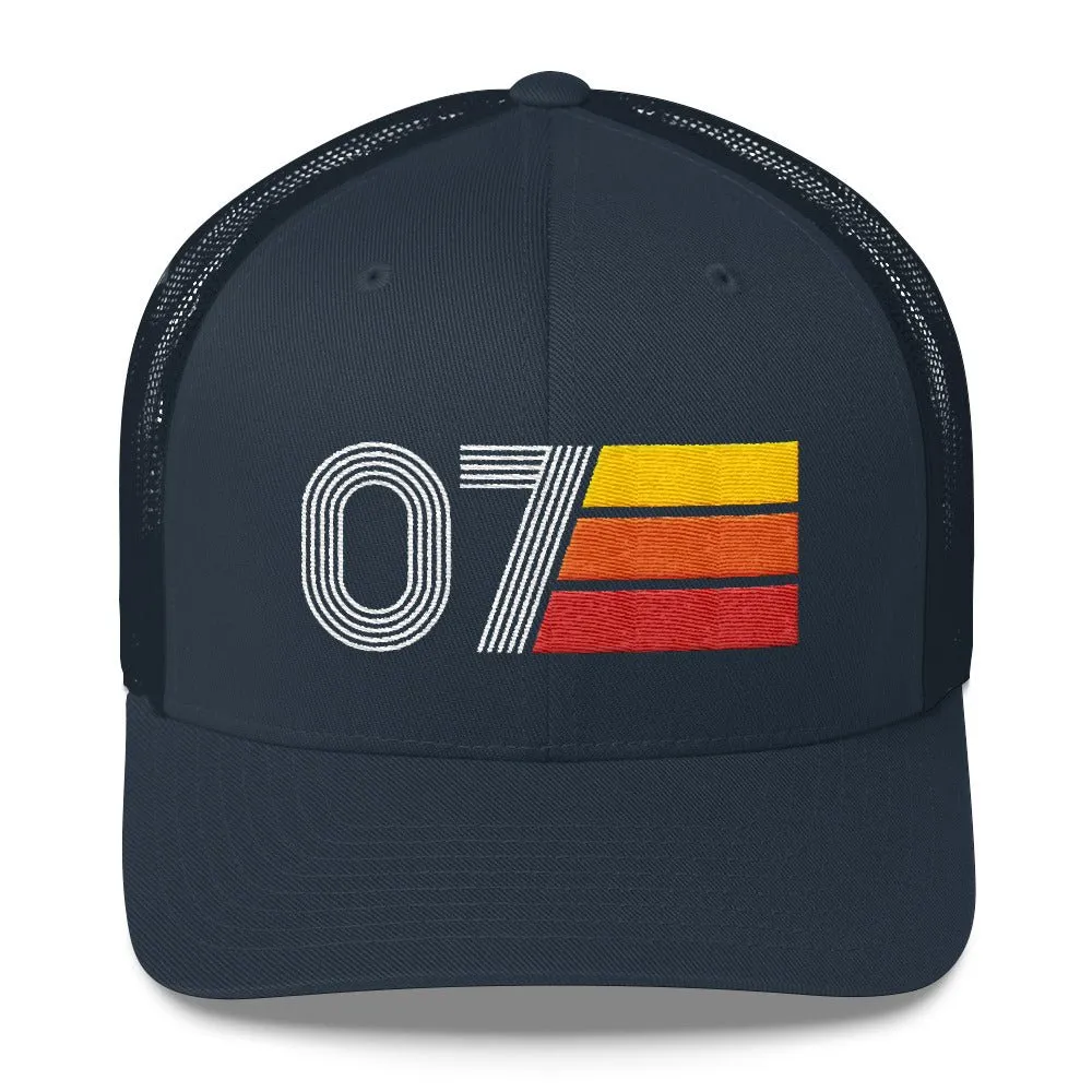 07 Number 2007 Birthday Retro Trucker Hat