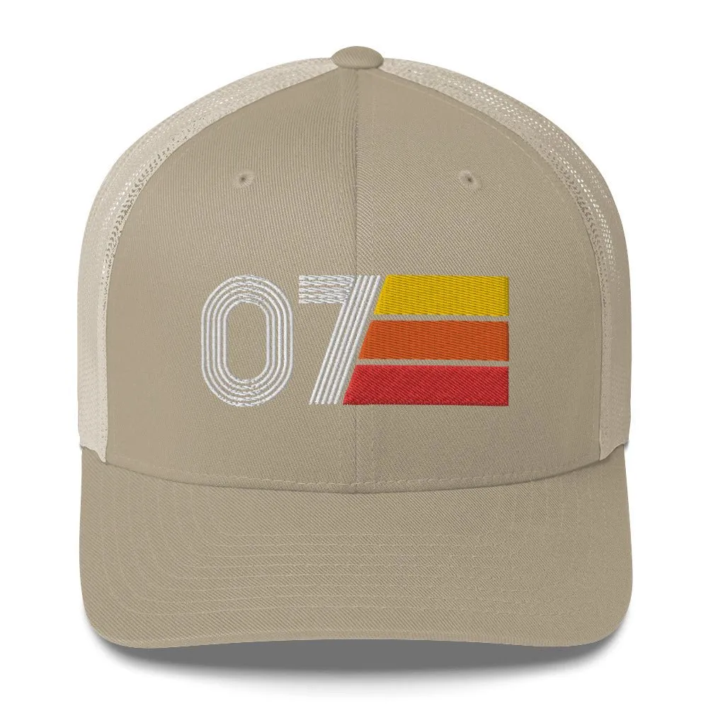 07 Number 2007 Birthday Retro Trucker Hat