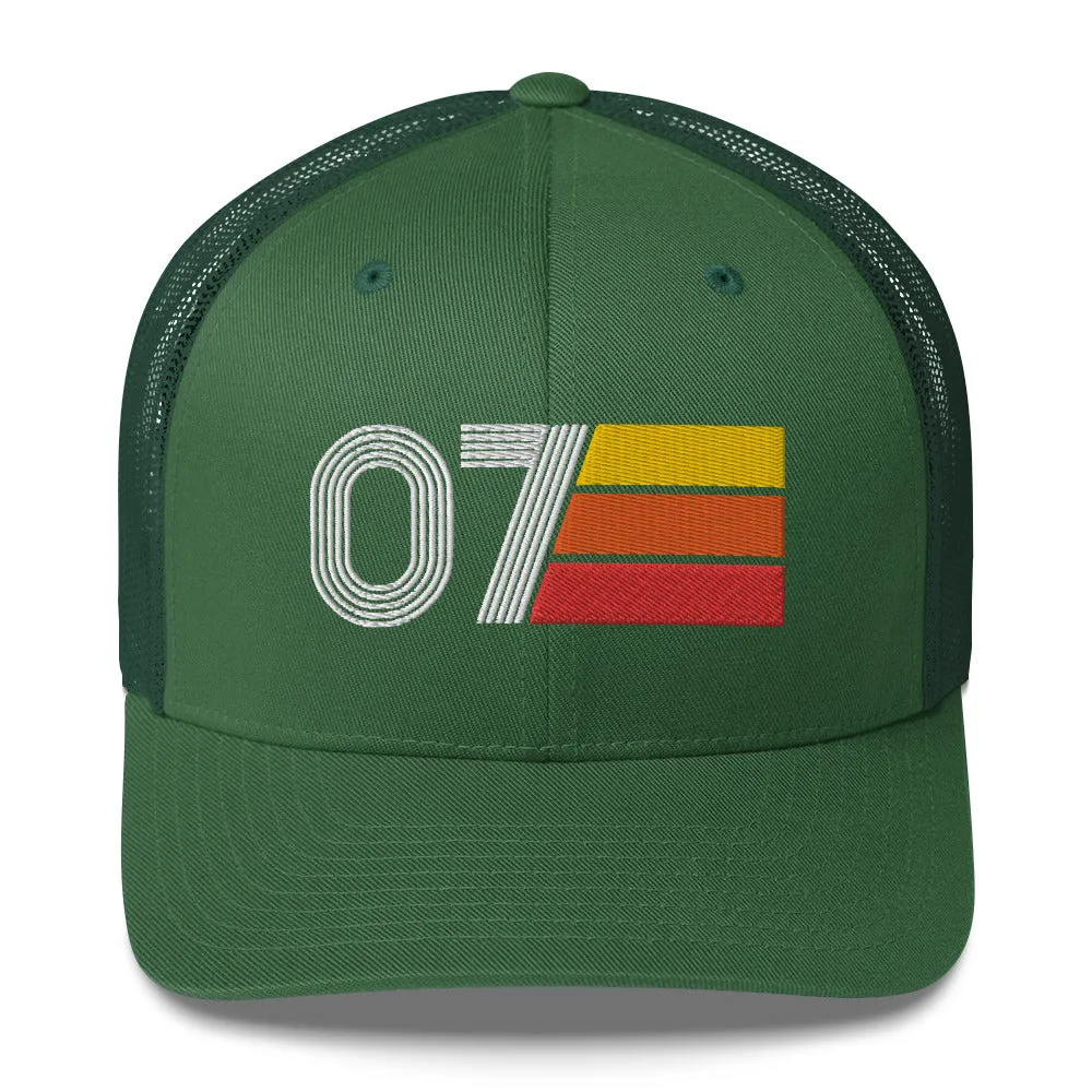 07 Number 2007 Birthday Retro Trucker Hat