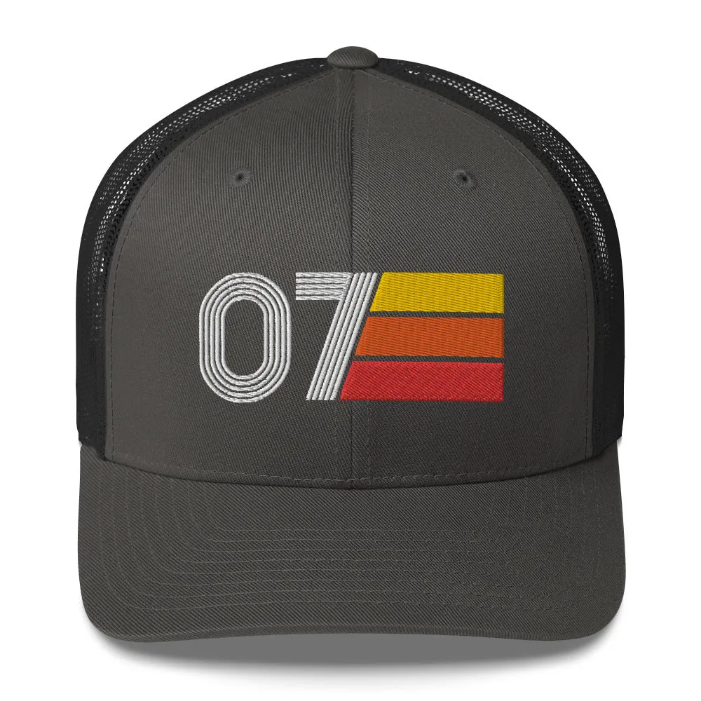 07 Number 2007 Birthday Retro Trucker Hat