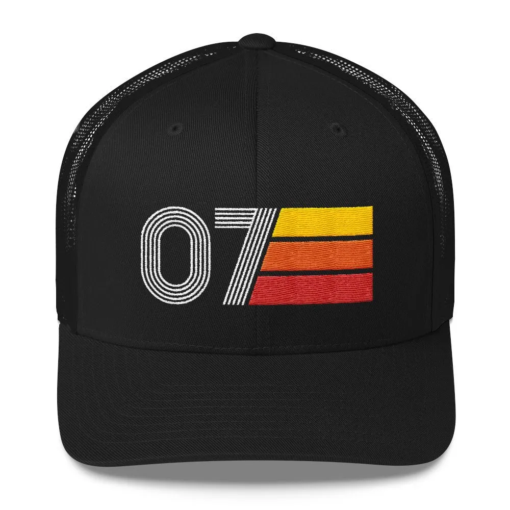 07 Number 2007 Birthday Retro Trucker Hat
