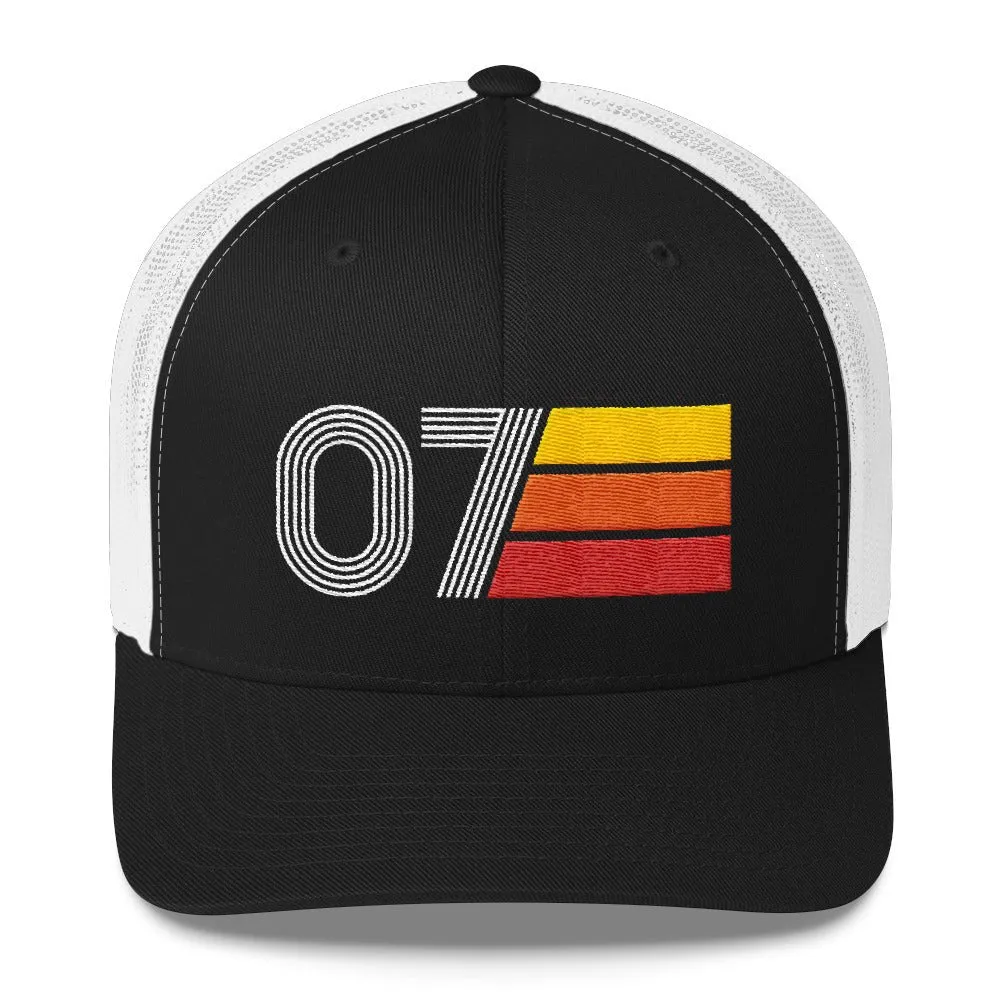 07 Number 2007 Birthday Retro Trucker Hat