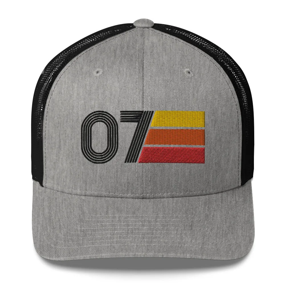 07 Number 2007 Birthday Retro Trucker Hat