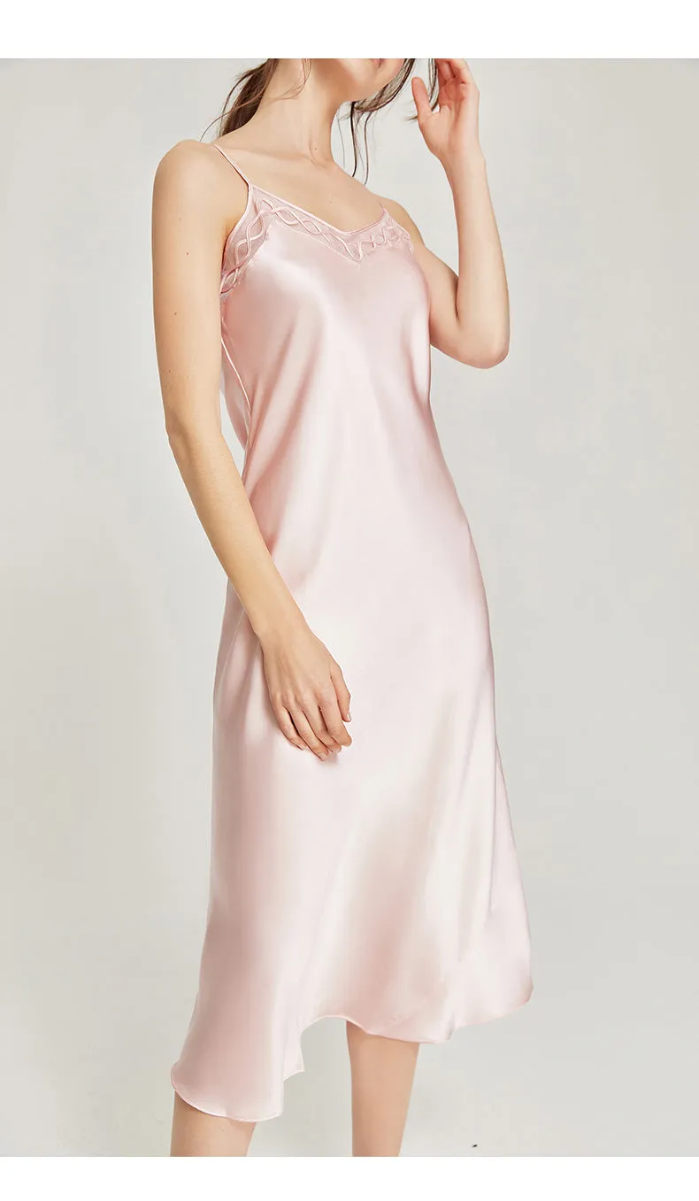 100% Natural Mulberry Silk Slip Dress Split Skirt Multi-Color, Robe for Option