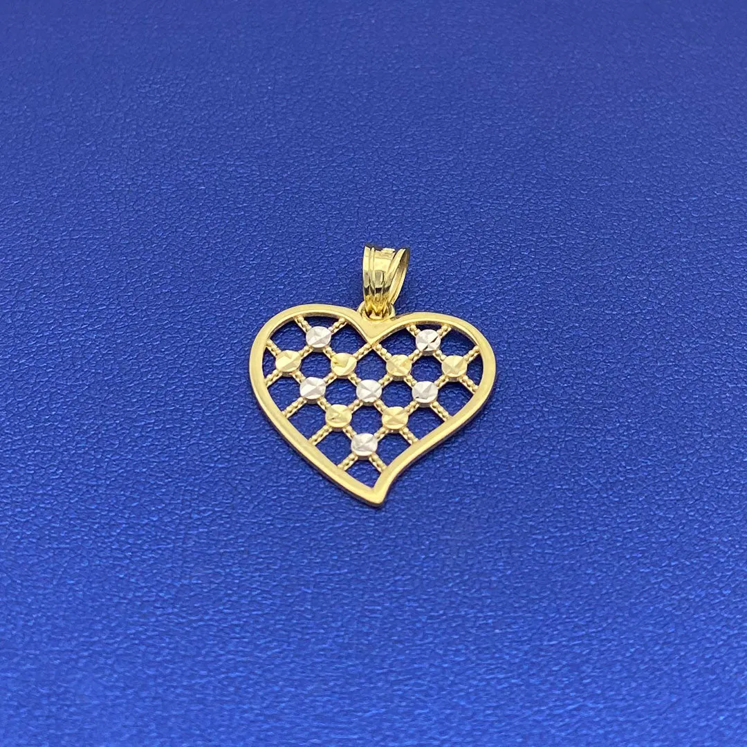 10k Heart Crisscross Pattern Pendant