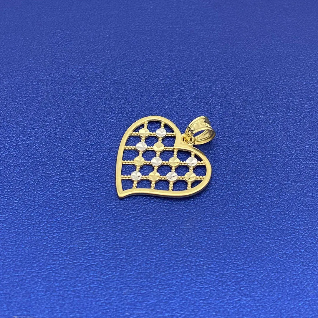 10k Heart Crisscross Pattern Pendant