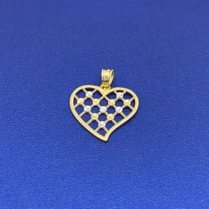 10k Heart Crisscross Pattern Pendant