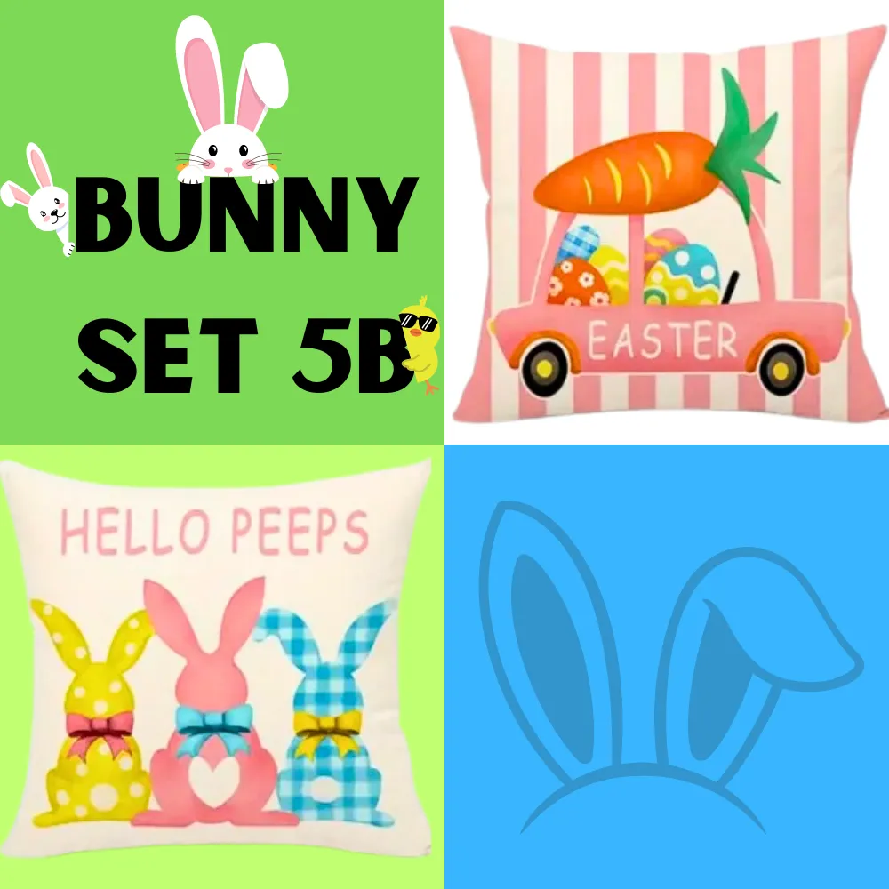 18X18 2 EASTER SEASON Throw Pillow Covers (*No Inserts) Canvas Feel "BUNNY SETS 5A or 5B"