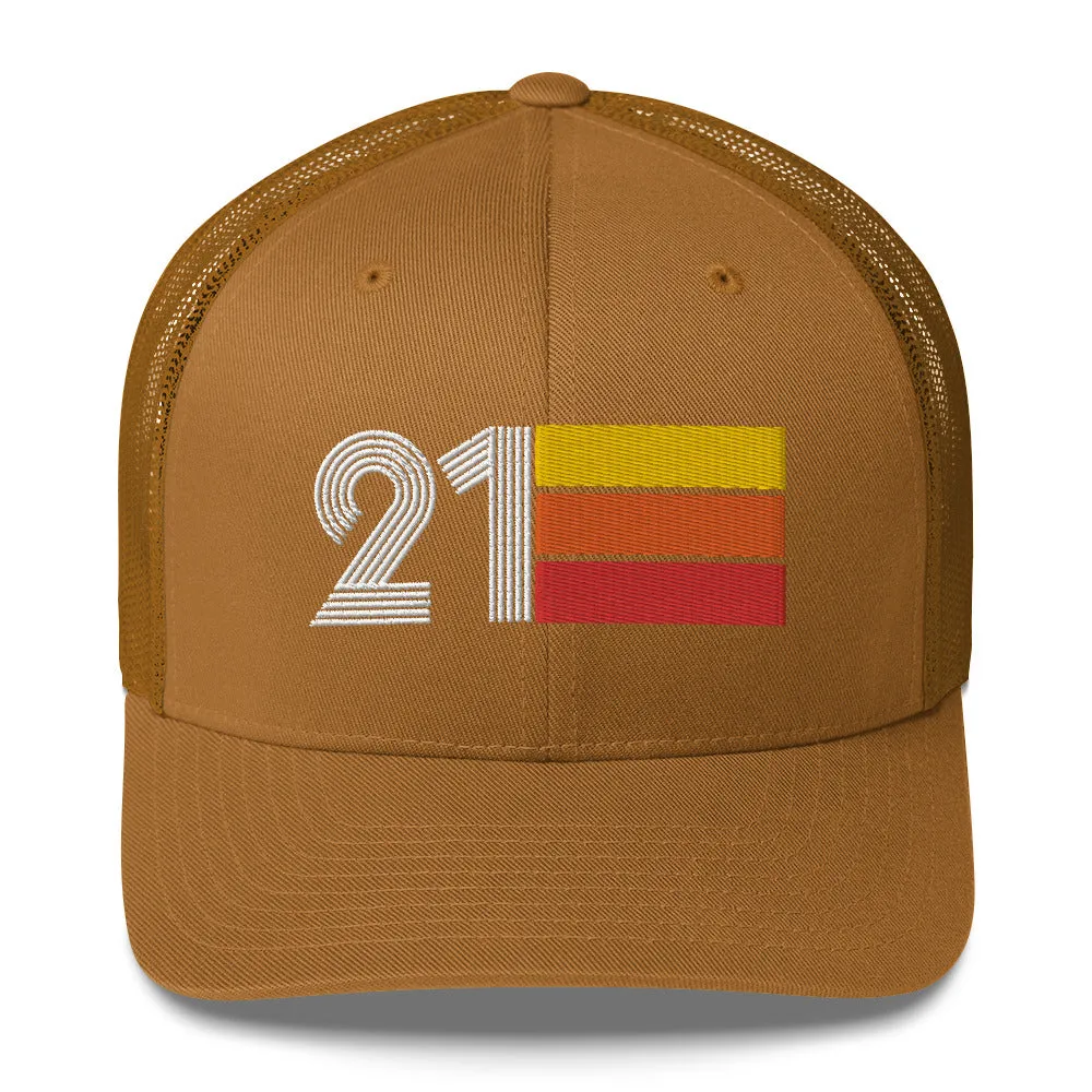 21 Number 21st Birthday Retro Men's Women's Trucker Hat