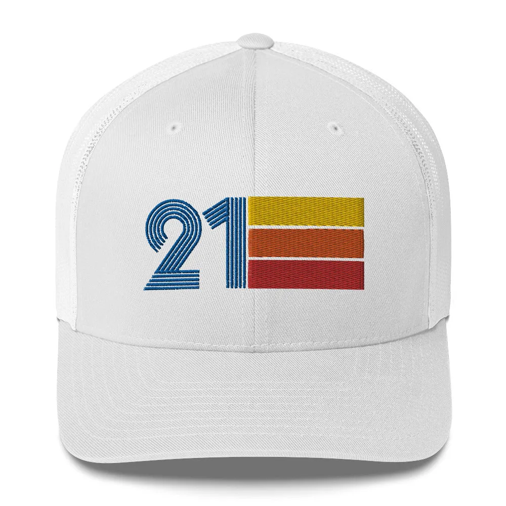 21 Number 21st Birthday Retro Men's Women's Trucker Hat