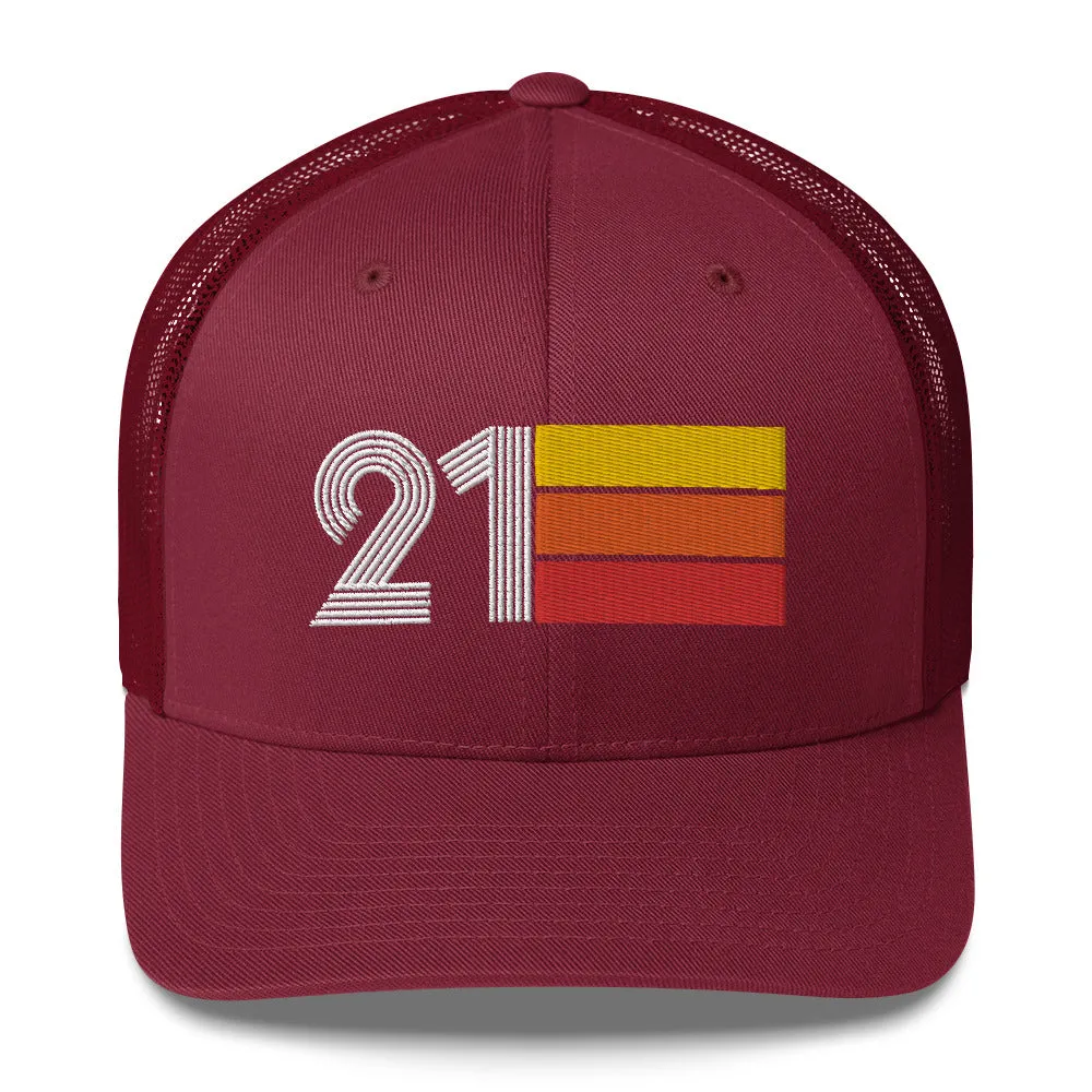 21 Number 21st Birthday Retro Men's Women's Trucker Hat