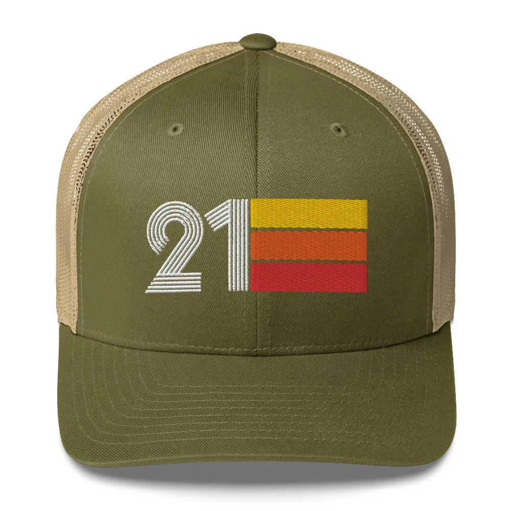 21 Number 21st Birthday Retro Men's Women's Trucker Hat