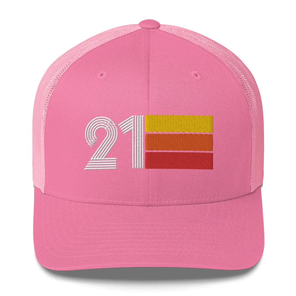 21 Number 21st Birthday Retro Men's Women's Trucker Hat