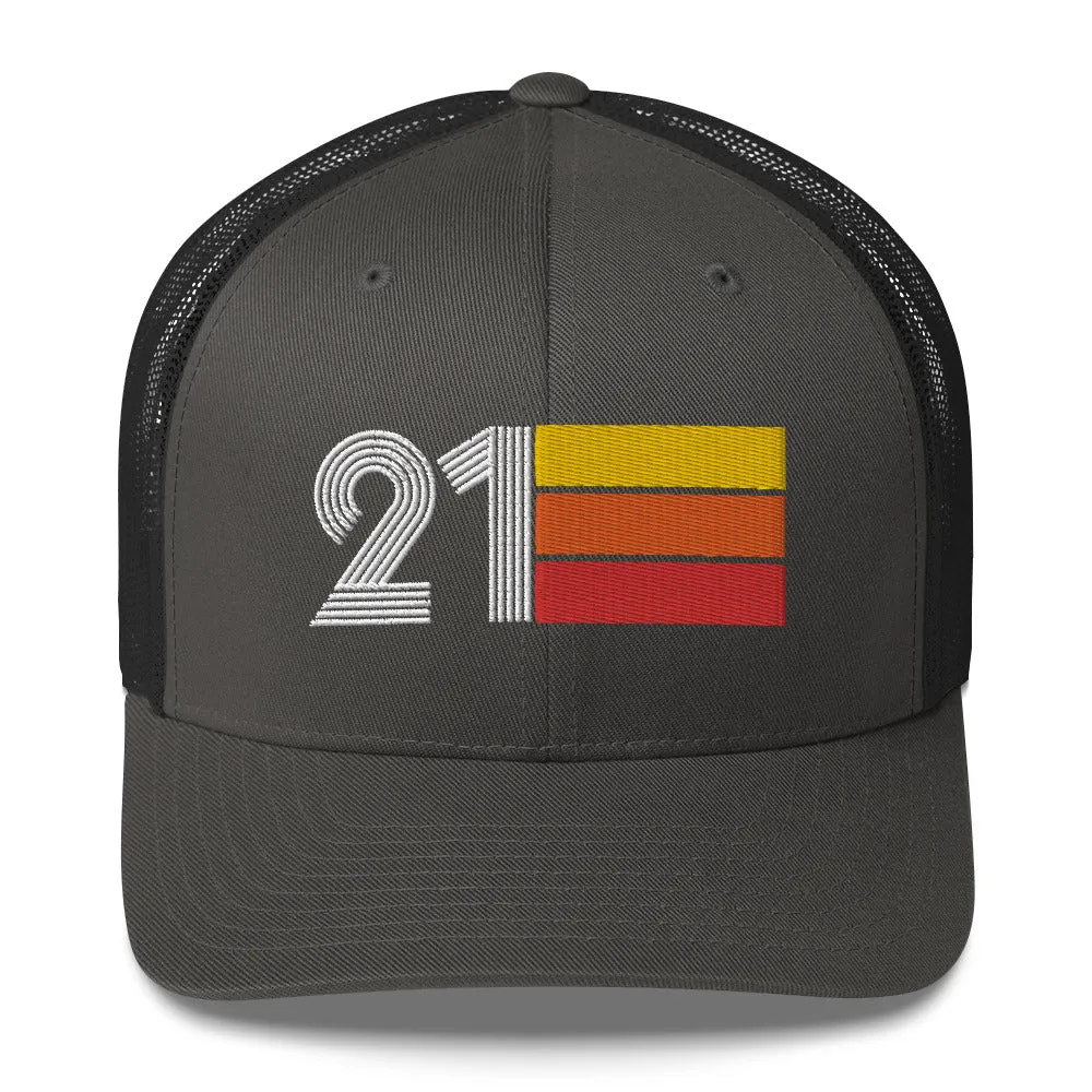 21 Number 21st Birthday Retro Men's Women's Trucker Hat