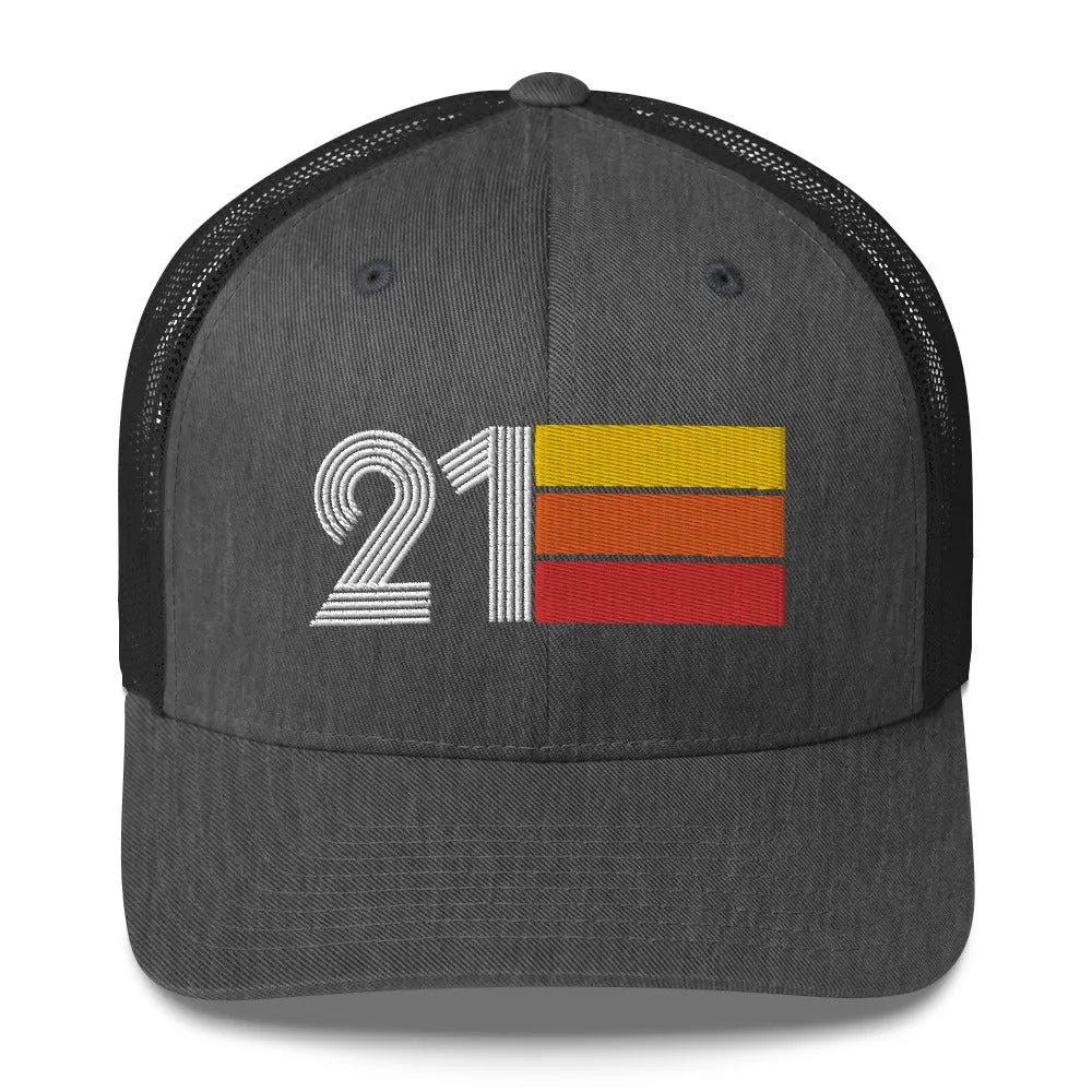 21 Number 21st Birthday Retro Men's Women's Trucker Hat