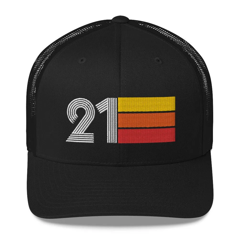 21 Number 21st Birthday Retro Men's Women's Trucker Hat