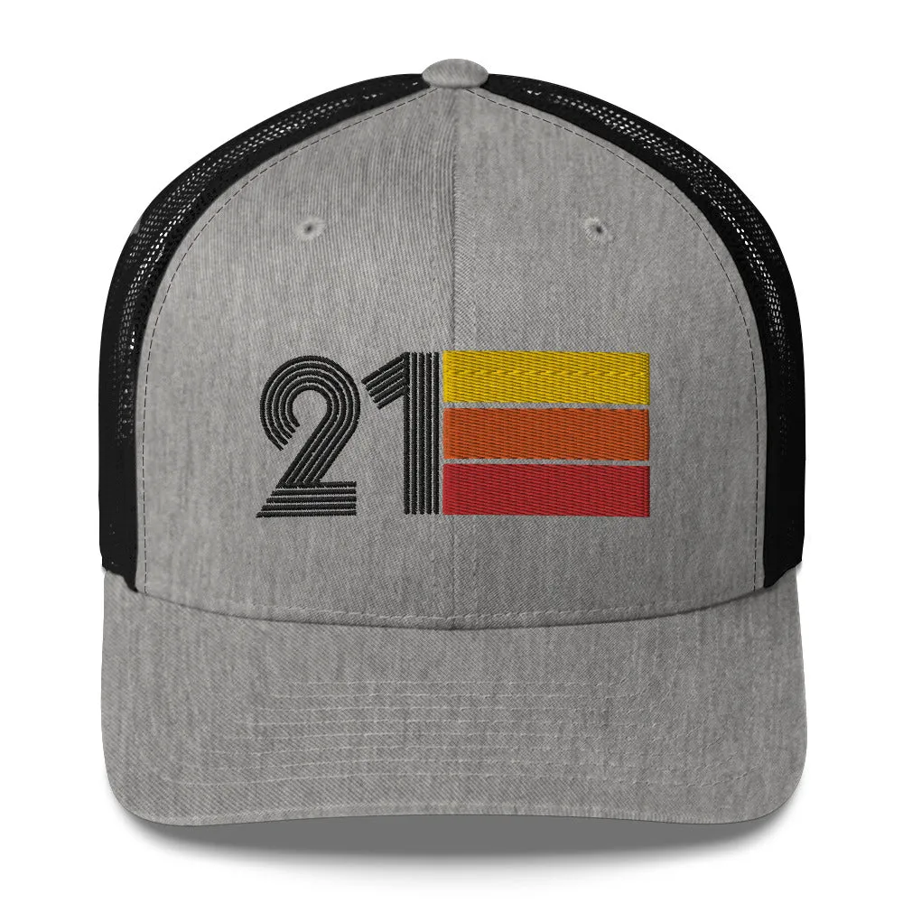 21 Number 21st Birthday Retro Men's Women's Trucker Hat