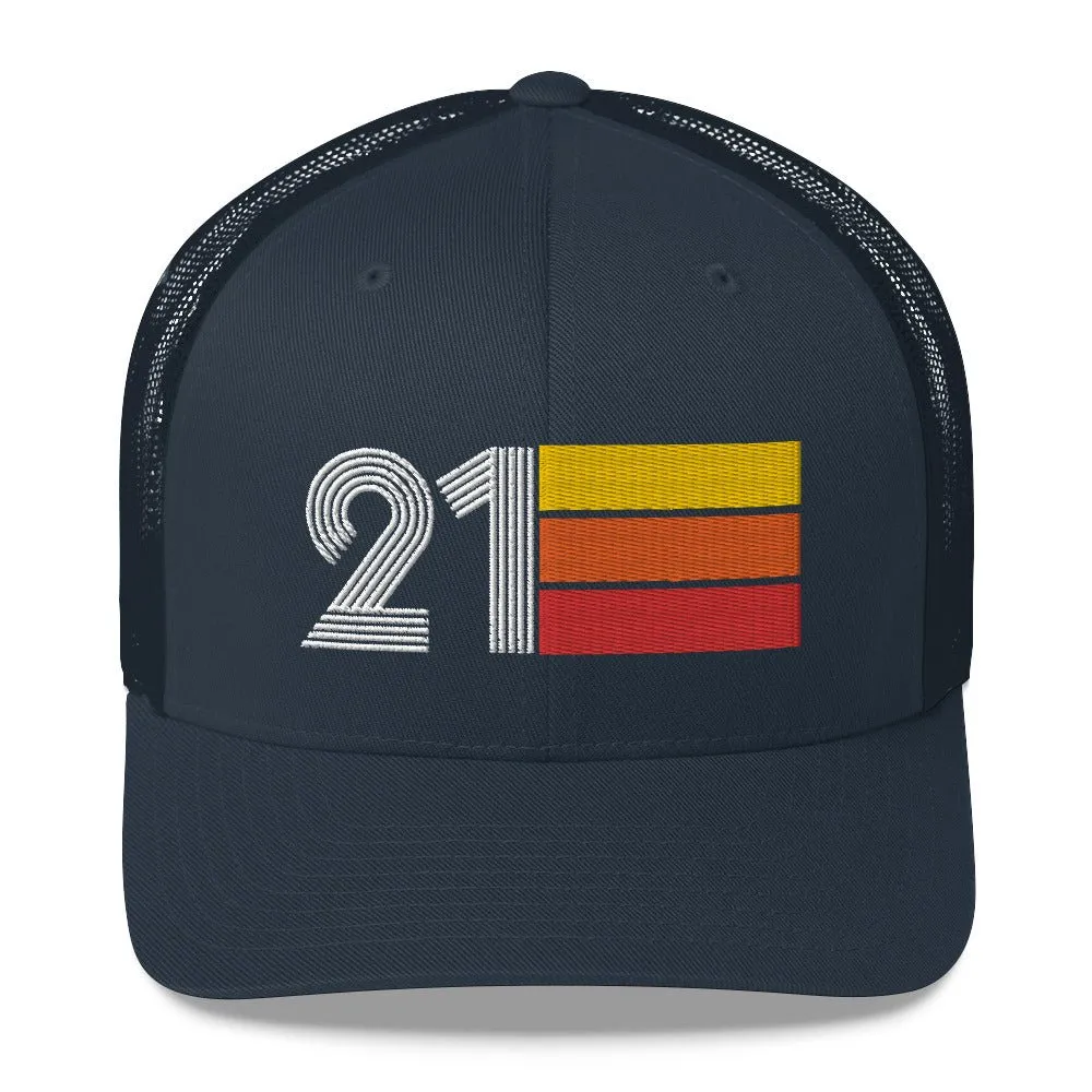 21 Number 21st Birthday Retro Men's Women's Trucker Hat