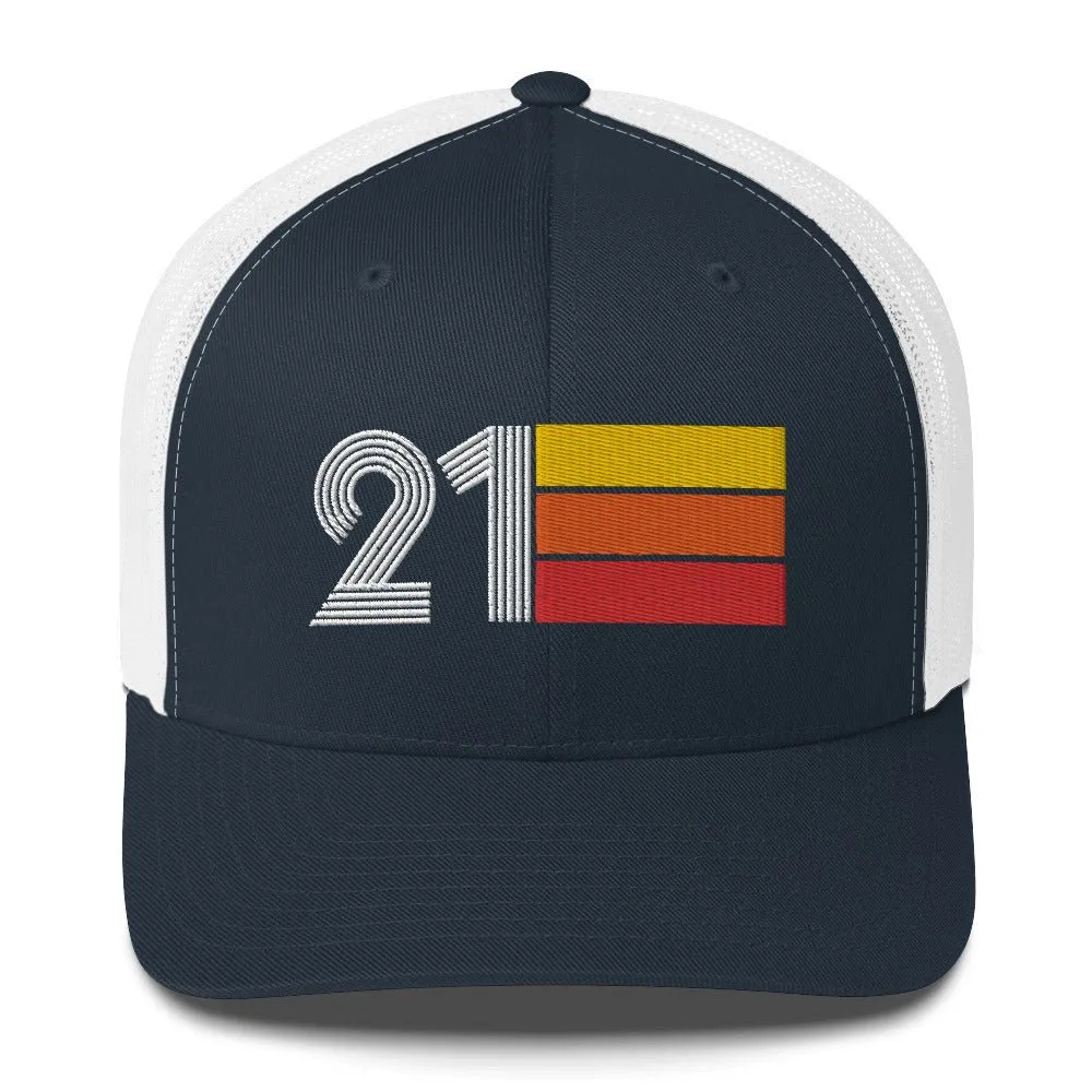 21 Number 21st Birthday Retro Men's Women's Trucker Hat