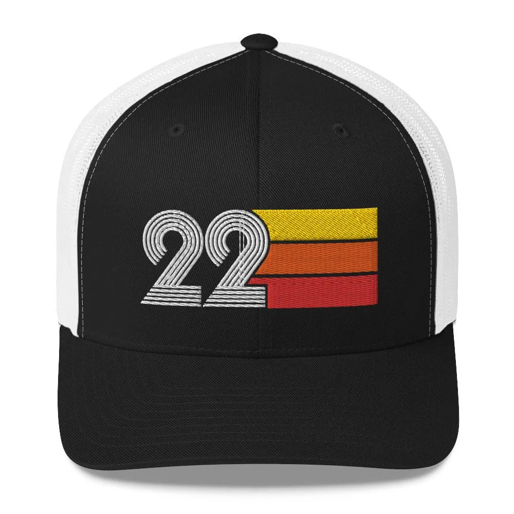 22 Number 22nd Birthday Retro Men's Women's Trucker Hat