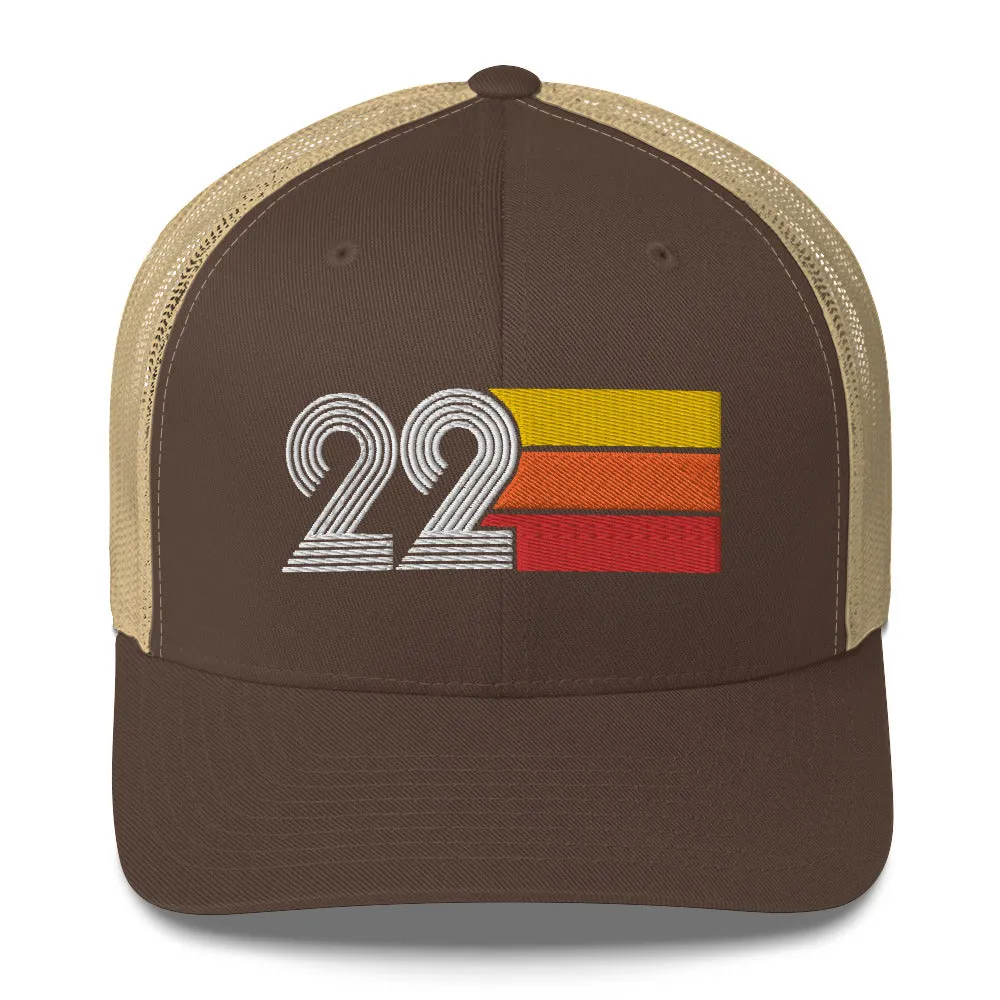 22 Number 22nd Birthday Retro Men's Women's Trucker Hat