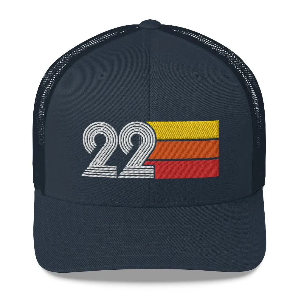 22 Number 22nd Birthday Retro Men's Women's Trucker Hat