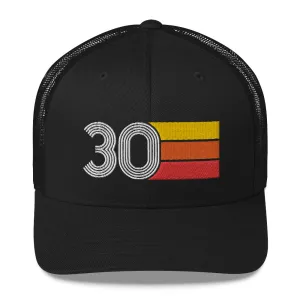 30 Number 30th Birthday Retro Men's Women's Trucker Hat