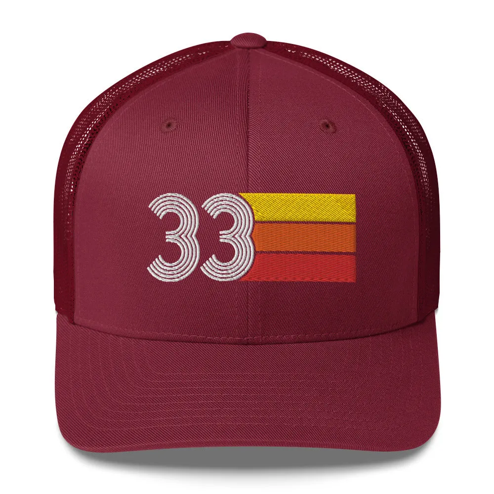 33 Number 33rd Birthday Retro Men's Women's Trucker Hat