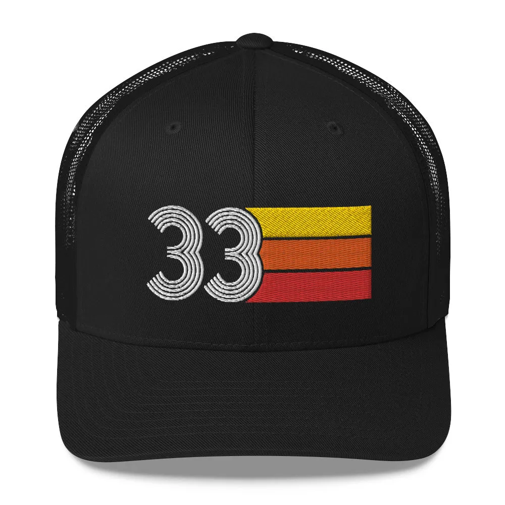 33 Number 33rd Birthday Retro Men's Women's Trucker Hat