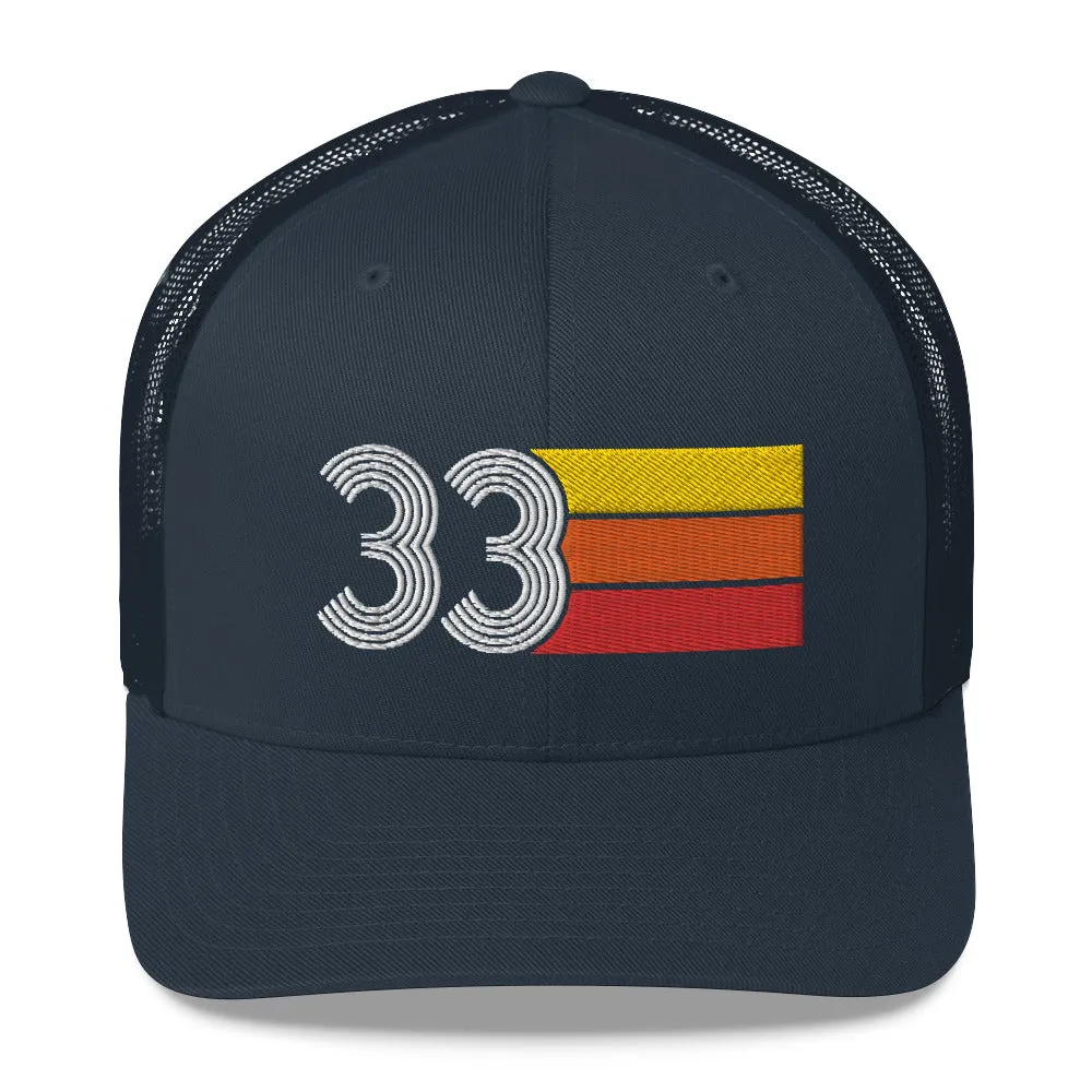 33 Number 33rd Birthday Retro Men's Women's Trucker Hat