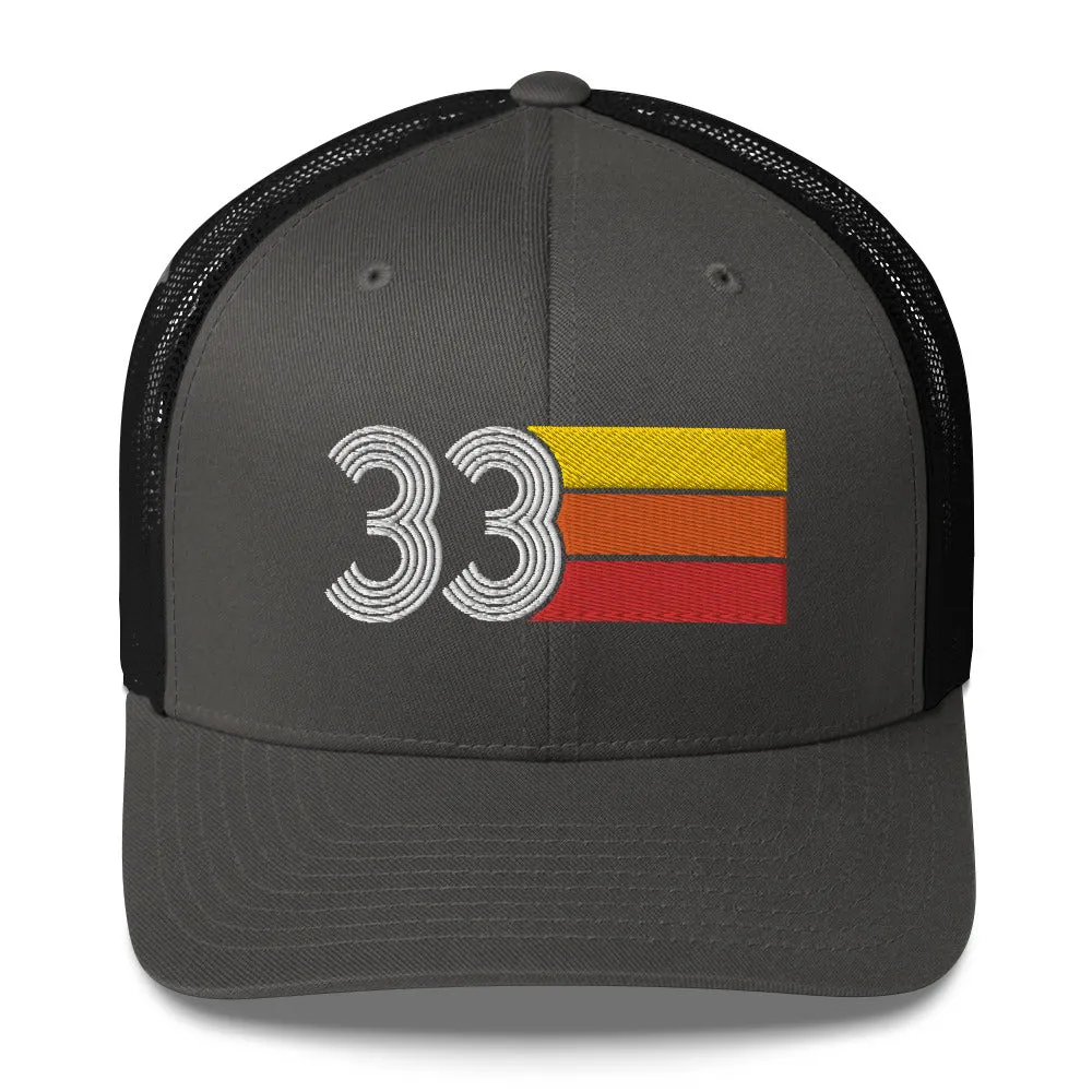 33 Number 33rd Birthday Retro Men's Women's Trucker Hat