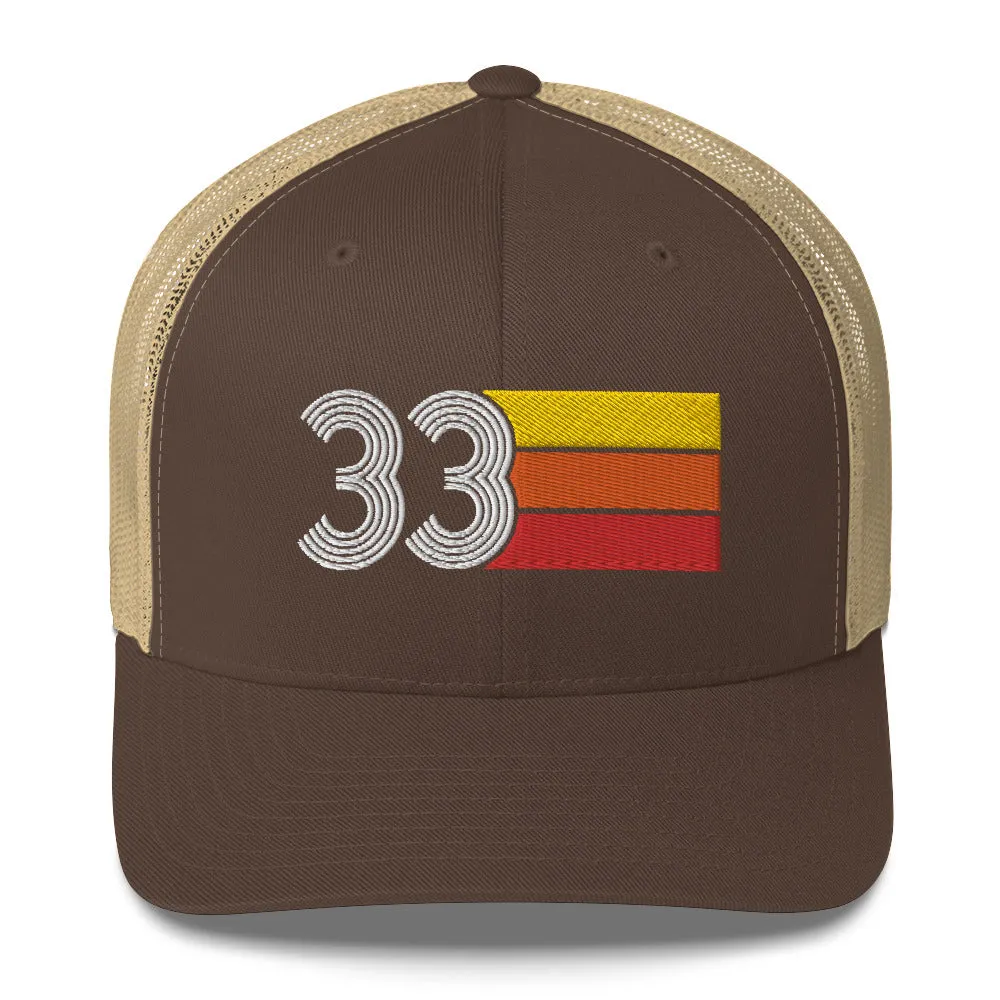 33 Number 33rd Birthday Retro Men's Women's Trucker Hat