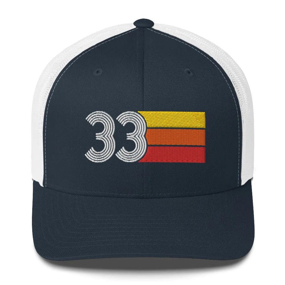 33 Number 33rd Birthday Retro Men's Women's Trucker Hat
